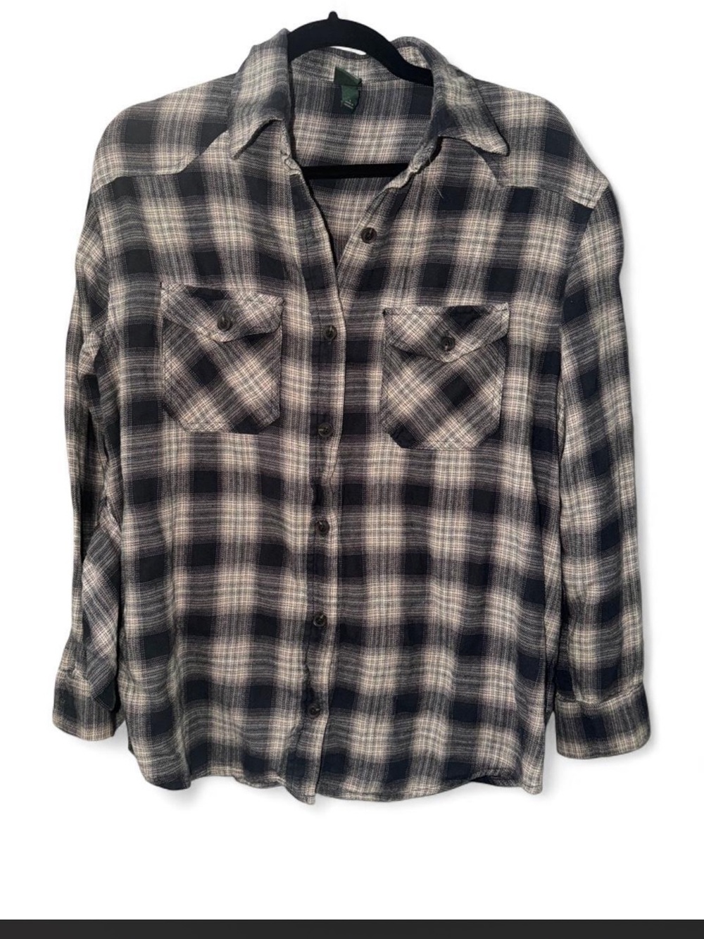 Women’s wild fable Black and Gray Plaid Button-Up Shirt